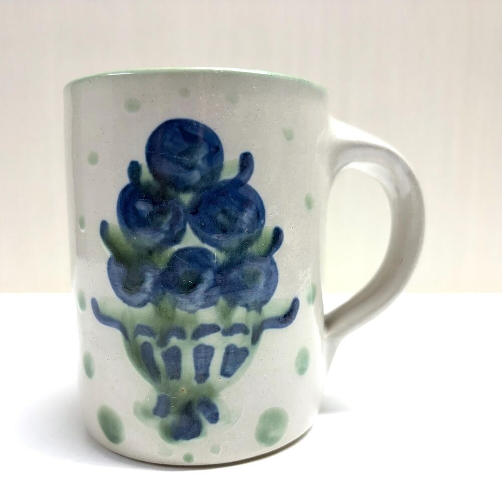 Vintage M A Hadley Pottery Coffee Tea Mug Blueberry Bouquet Pattern